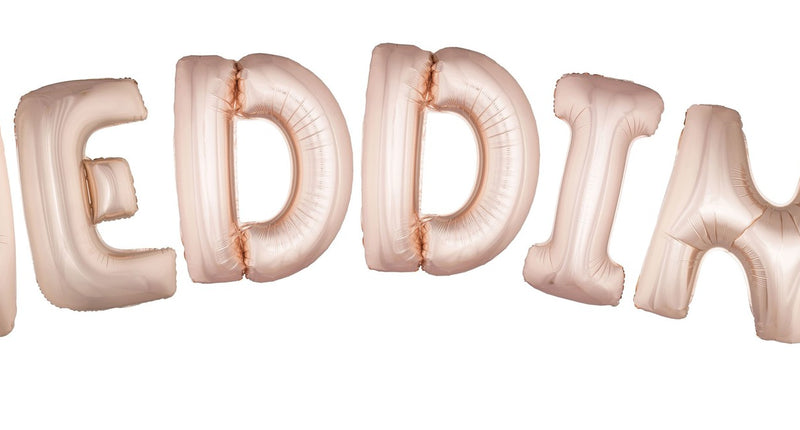 Funny Fashion Folie ballonnen set WEDDING met roze letters