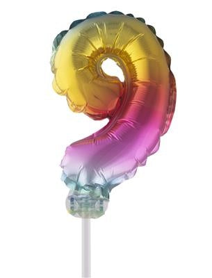 Funny Fashion Folieballon 13 cm op stokje regenboog