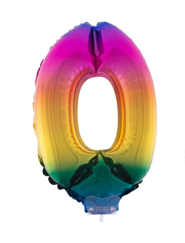 Funny Fashion Folieballon 41 cm op stokje regenboog