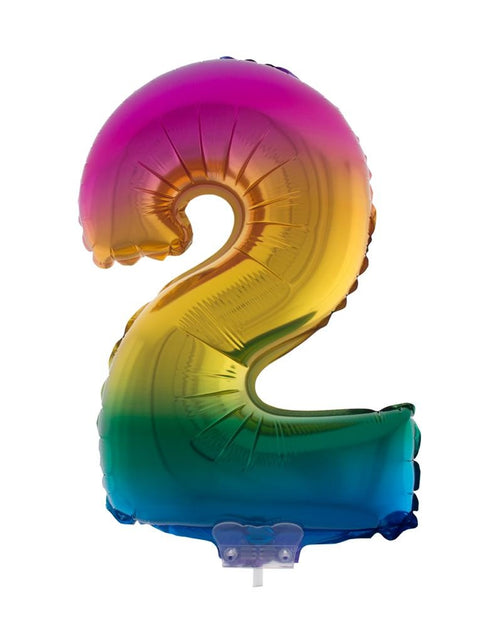 Funny Fashion Folieballon 41 cm op stokje regenboog