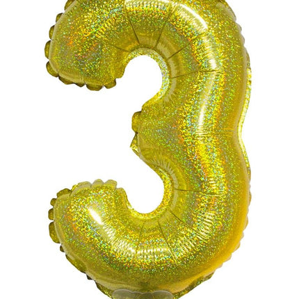 Funny Fashion Folieballon 41cm op stokje glitter goud