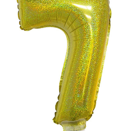 Funny Fashion Folieballon 41cm op stokje glitter goud