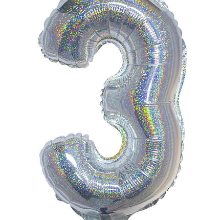 Funny Fashion Folieballon 41cm op stokje glitter zilver