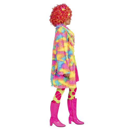 Funny Fashion Fuzzy nep bontjas Nina in regenboog kleuren
