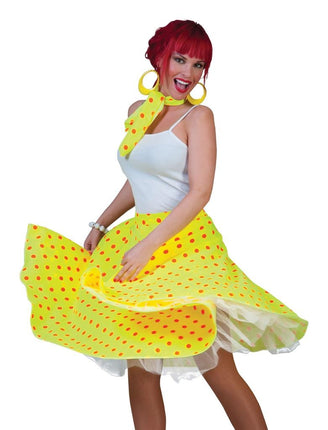 Funny Fashion Geel rock & roll rokje met stippen