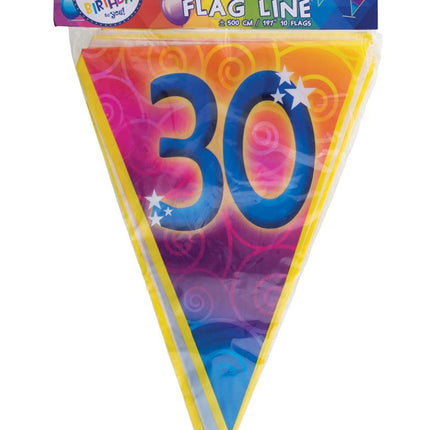 Funny Fashion Gekleurde vlaggenlijn 30 jaar