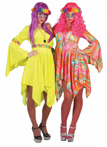 Funny Fashion Gele hippie jurkjes voor feestjes