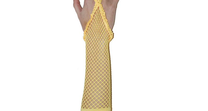 Funny Fashion Gele vingerloze net handschoenen rond model