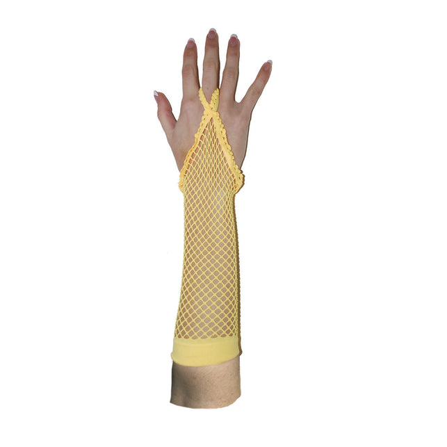 Funny Fashion Gele vingerloze net handschoenen rond model