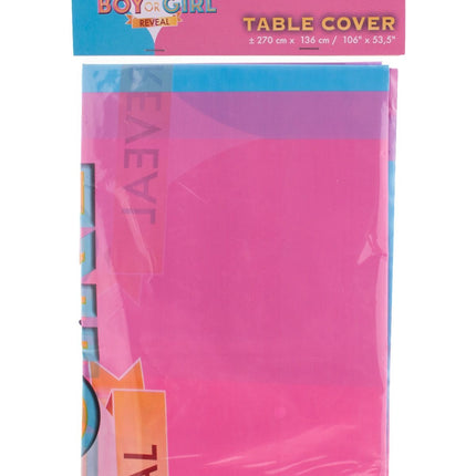 Funny Fashion Gender Reveal tafelkleed  270x136cm baby shower