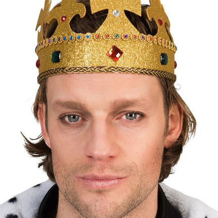 Funny Fashion Gouden kroon met glitters