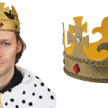 Funny Fashion Gouden kroon met glitters