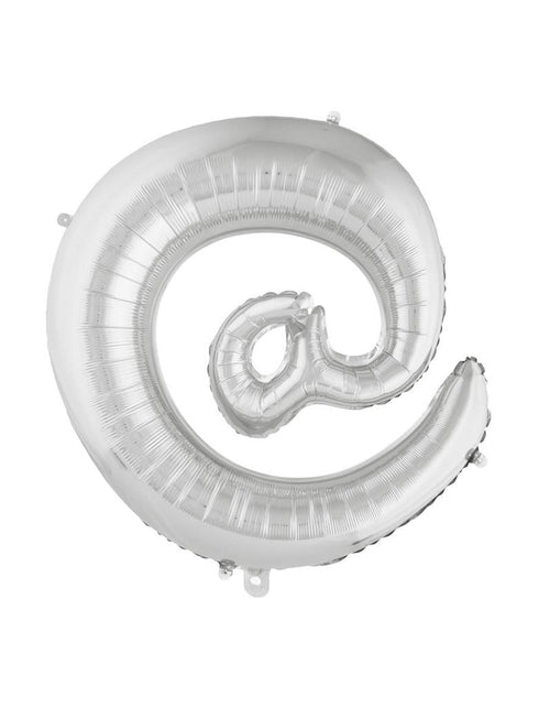 Funny Fashion Grote folie ballon @-teken Zilver