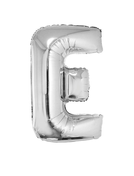 Funny Fashion Grote folie ballon letter E Zilver