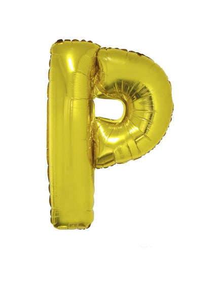 Funny Fashion Grote folie ballon letter P Goud
