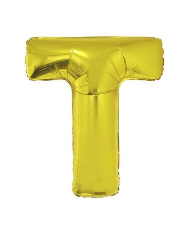 Funny Fashion Grote folie ballon letter T Goud
