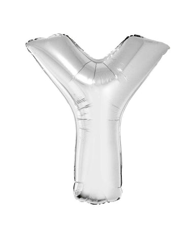 Funny Fashion Grote folie ballon letter Y Zilver