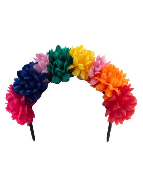 Funny Fashion Haarband met multi kleuren bloemen