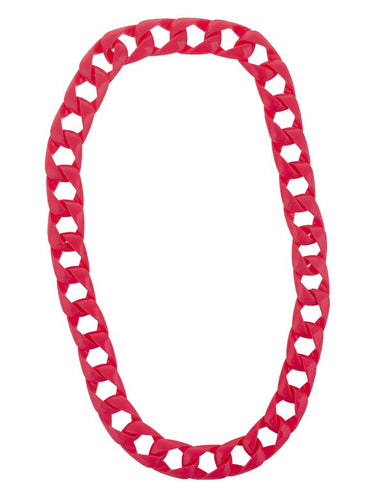 Funny Fashion Halsketting met grote schakels neon roze