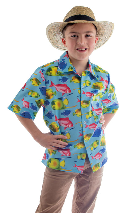 Funny Fashion Hawaii shirt Daan met vis print kinderen