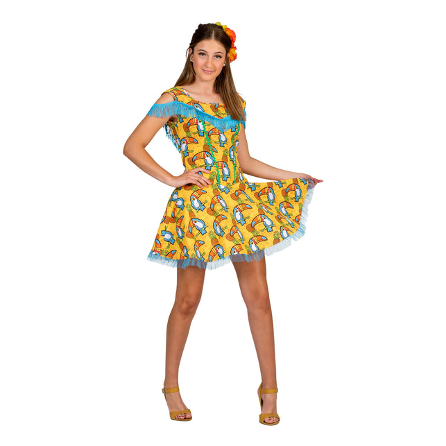 Funny Fashion Hawaiiaanse  jurk Marit met toekan print