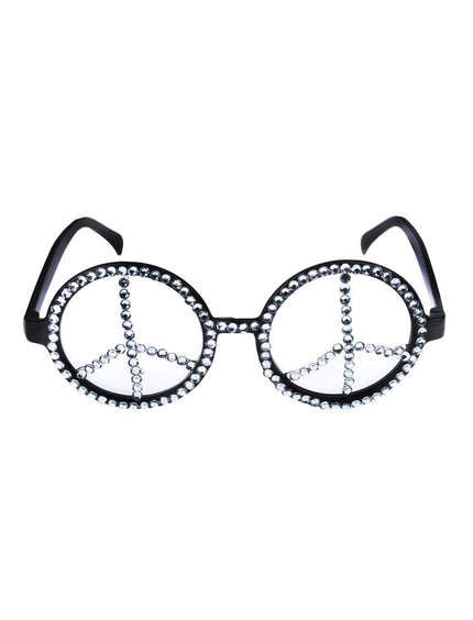 Funny Fashion Hippie bril peace met glitter steentjes