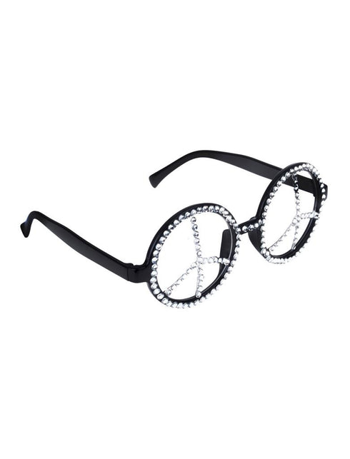 Funny Fashion Hippie bril peace met glitter steentjes