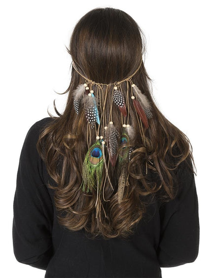 Funny Fashion Indianen hoofdband Vera met veertjes