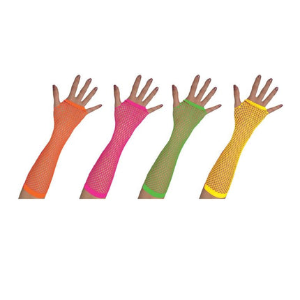 Funny Fashion Lange vingerloze nethandschoenen neon geel