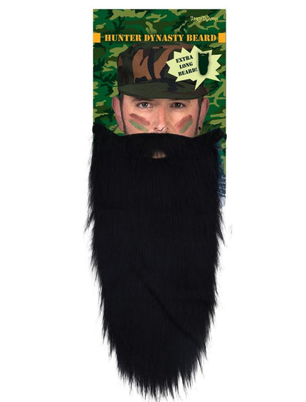 Funny Fashion Lange zwarte nep baard met snor