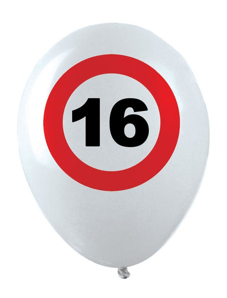 Funny Fashion Leeftijd ballonnen 16 jaar opdruk verkeersbord