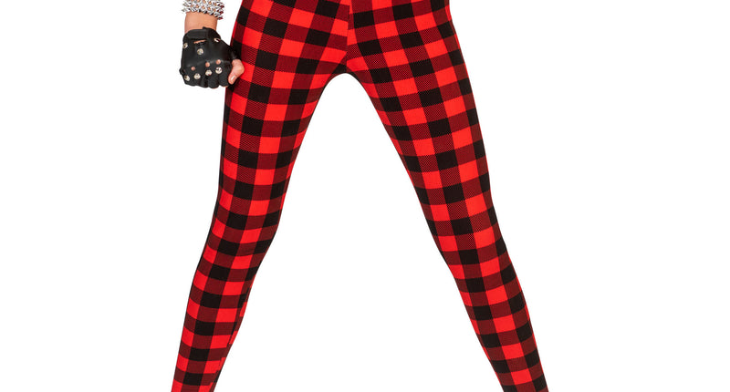 Funny Fashion Legging dames rood zwart geruit