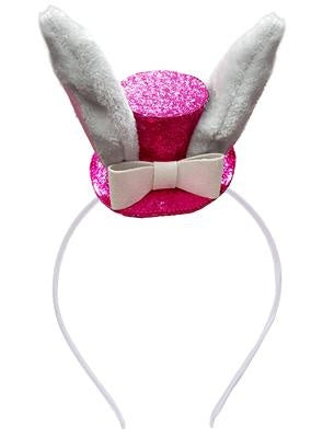 Funny Fashion Mini glitterhoed met konijnen oren op diadeem