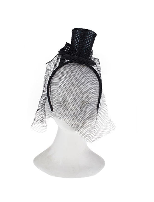 Funny Fashion Mini hoge hoed met voile