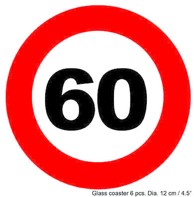 Funny Fashion Onderzetters verkeersbord 60 jaar