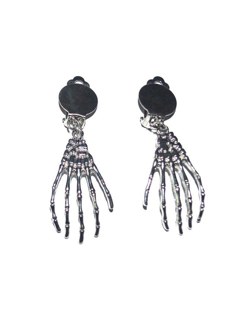 Funny Fashion Oorbellen met handen skelet voor heks