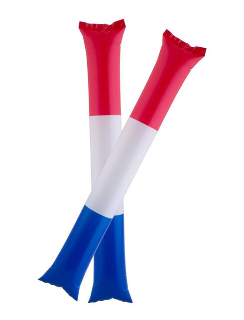Funny Fashion Opblaasbare sticks rood wit blauw