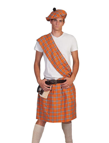 Funny Fashion Oranje Schotse kilts voor carnaval