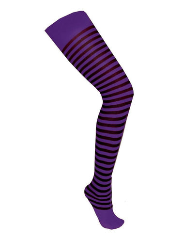 Funny Fashion Paars zwart gestreepte panty