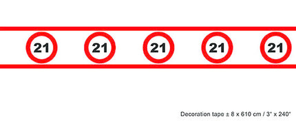 Funny Fashion Party tape 21 jaar met verkeersborden 610x8cm