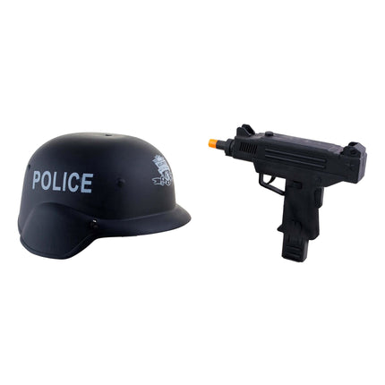 Funny Fashion Politie helm met uzi kind