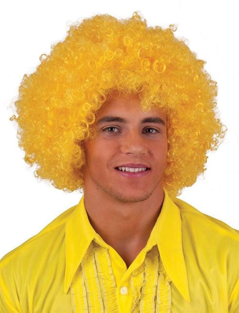 Funny Fashion Pruik disco afro Sam geel