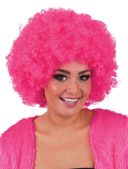 Funny Fashion Pruik hippie afro Evi roze/fuchsia