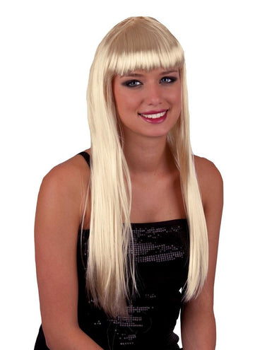 Funny Fashion Pruik lang stijl blond met pony