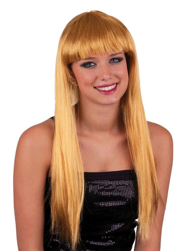 Funny Fashion Pruik lang stijl donkerblond met pony