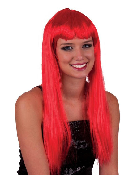 Funny Fashion Pruik lang stijl rood haar met pony