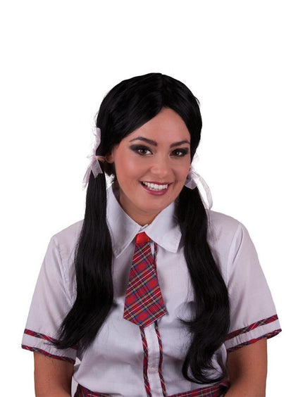 Funny Fashion Pruik schoolmeisje Vivian zwart