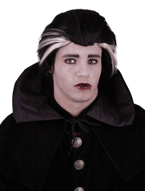 Funny Fashion Pruik Vampier zwart met wit