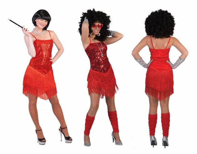 Funny Fashion Rode Charlestonjurkjes met glitters