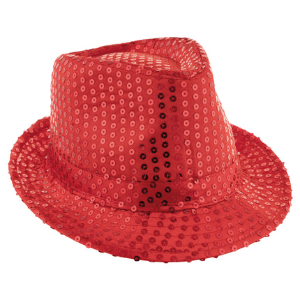 Funny Fashion Rode glitterhoed met pailletten
